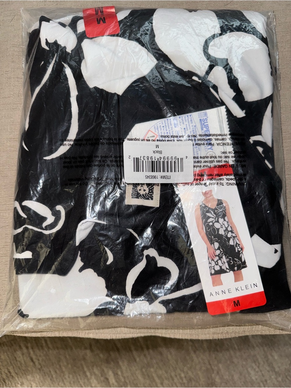 Anne Klein Black and White Floral Dress - Picture 2 of 4